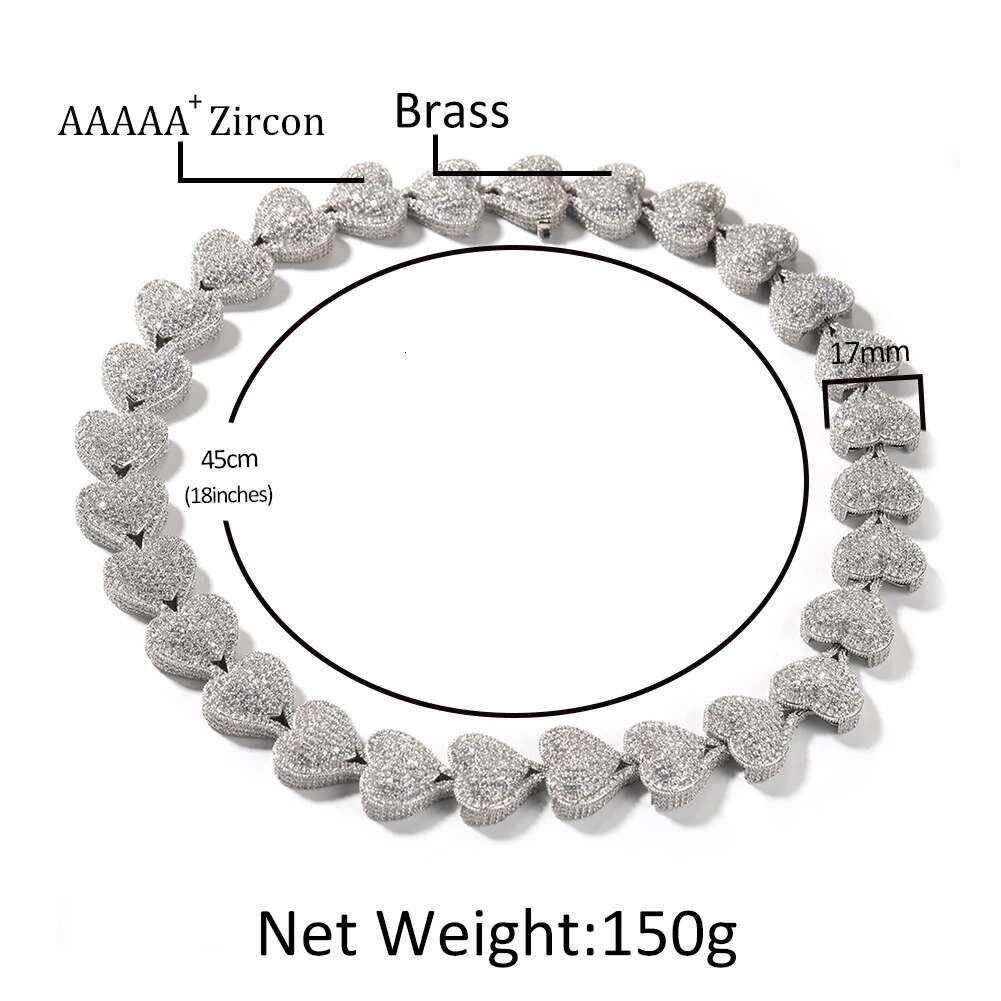 Uwin Heart Chain Necklaces For Women Full Pave Cubic Zirconia Iced Out Fashion Personalized Hiphop Jewelry Necklace Gifts