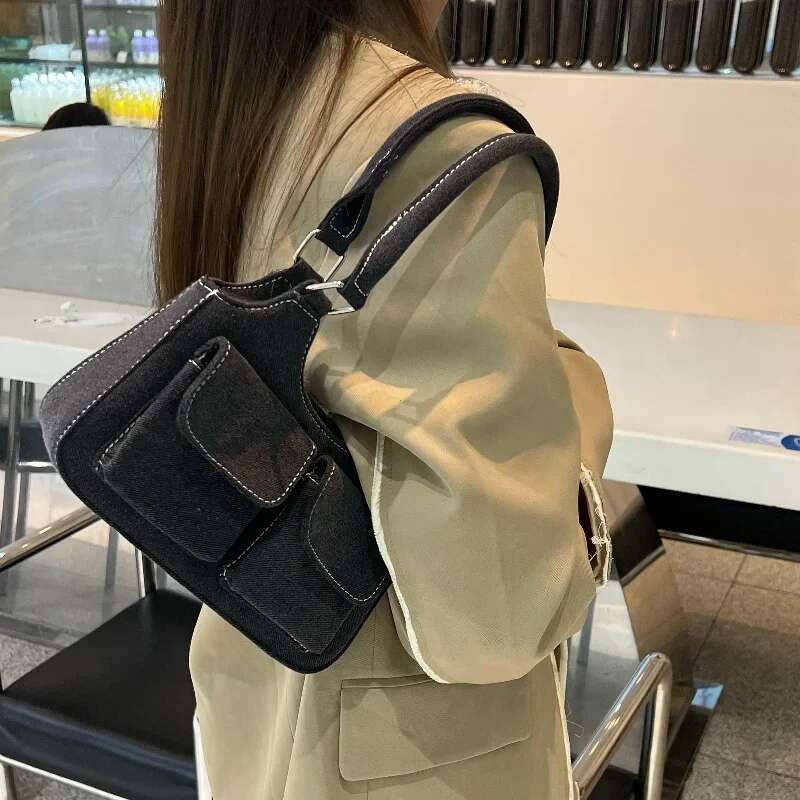 Sweet Cool Girl Style Jeans Denim Top-Handle Women's Cowboy Shoulder Handbag Underarm Bags new style5 Summer Commute Daily Bag