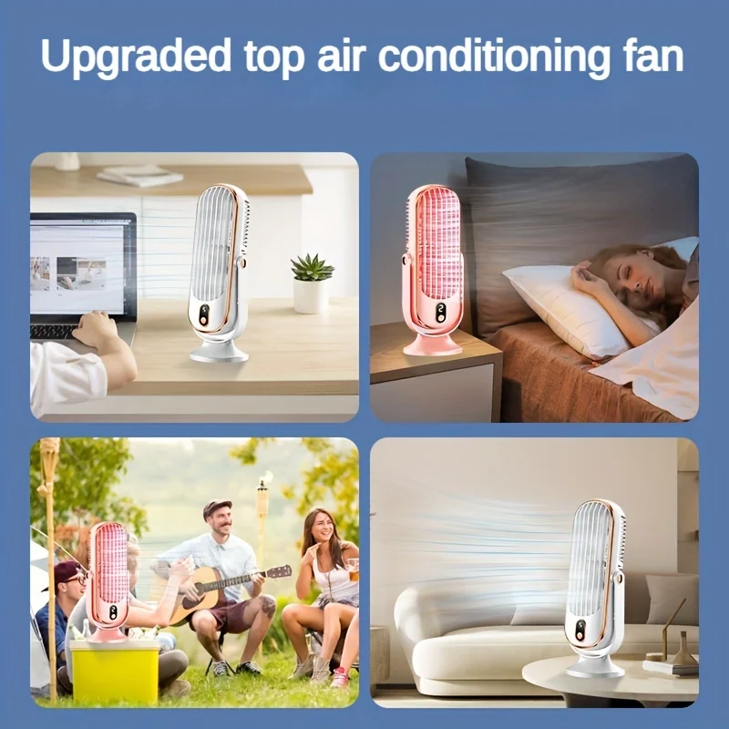 1PC, portable conditioning fan, large battery dual electric motor, small conditioner, 5-speed air cooling fan 720 ° surr