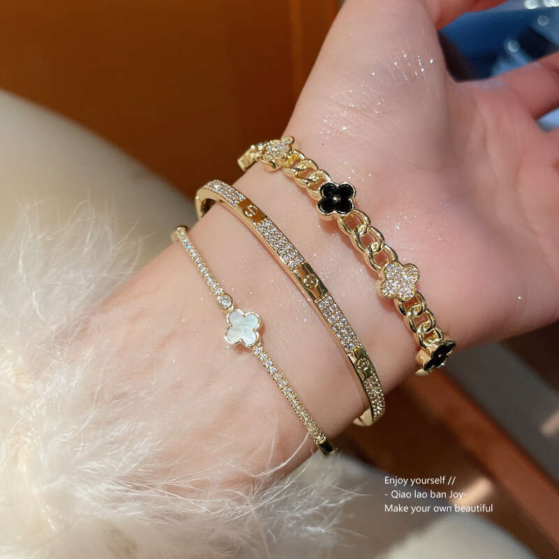 designer bracelet and Real gold electroplated zircon wer Korean ins high-end bracelet niche commuting new handmade accessory for women with gift box