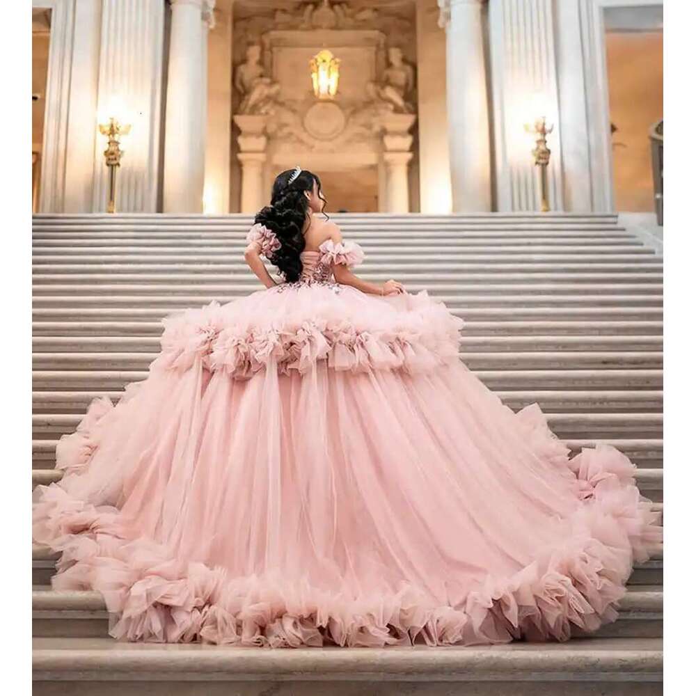 New Arrival Ball Gown Dresses Pink Sweethearts Wedding Dress Train Sweep Custom