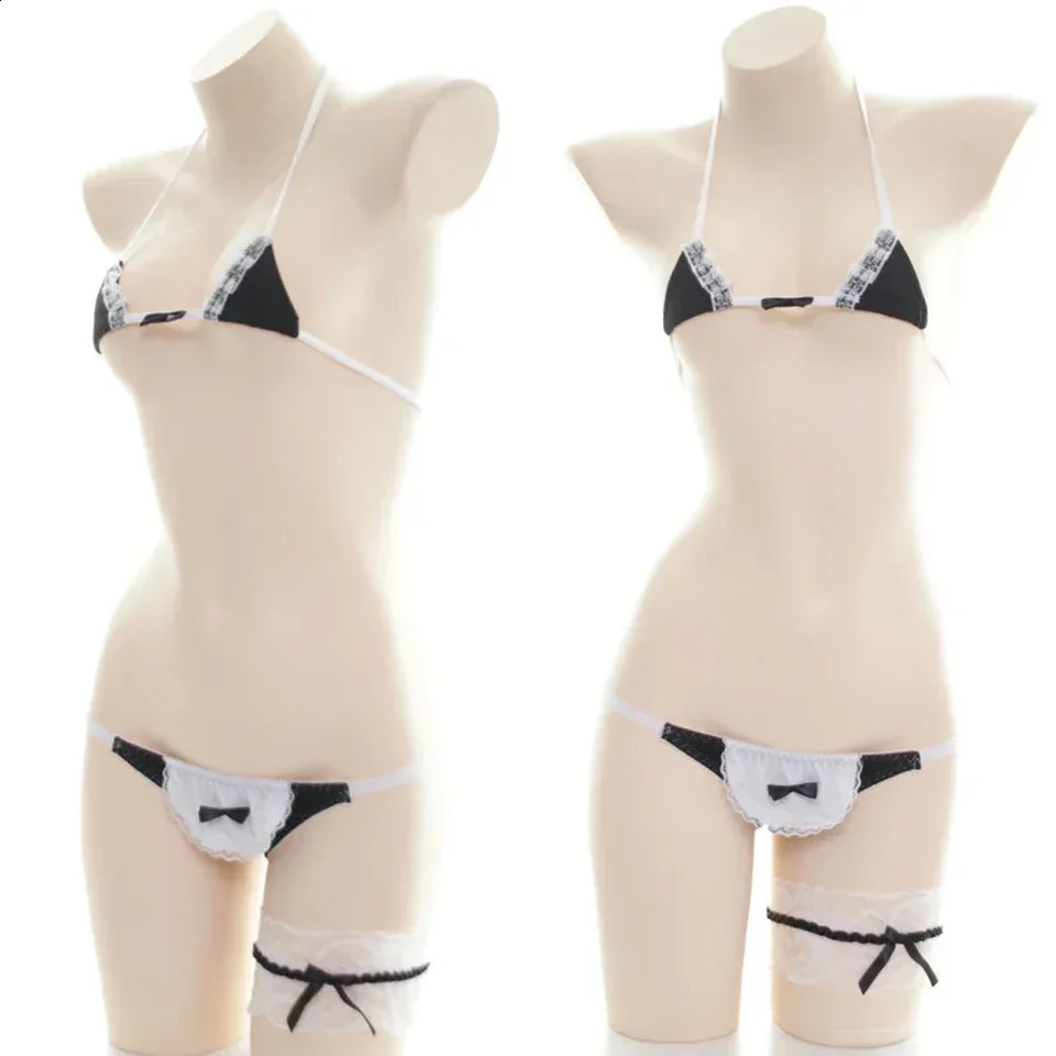 Bandage Cute Bikini Set Japanese Maid Cosplay Women Mini Swimwear Bathing Sweet 250227Z