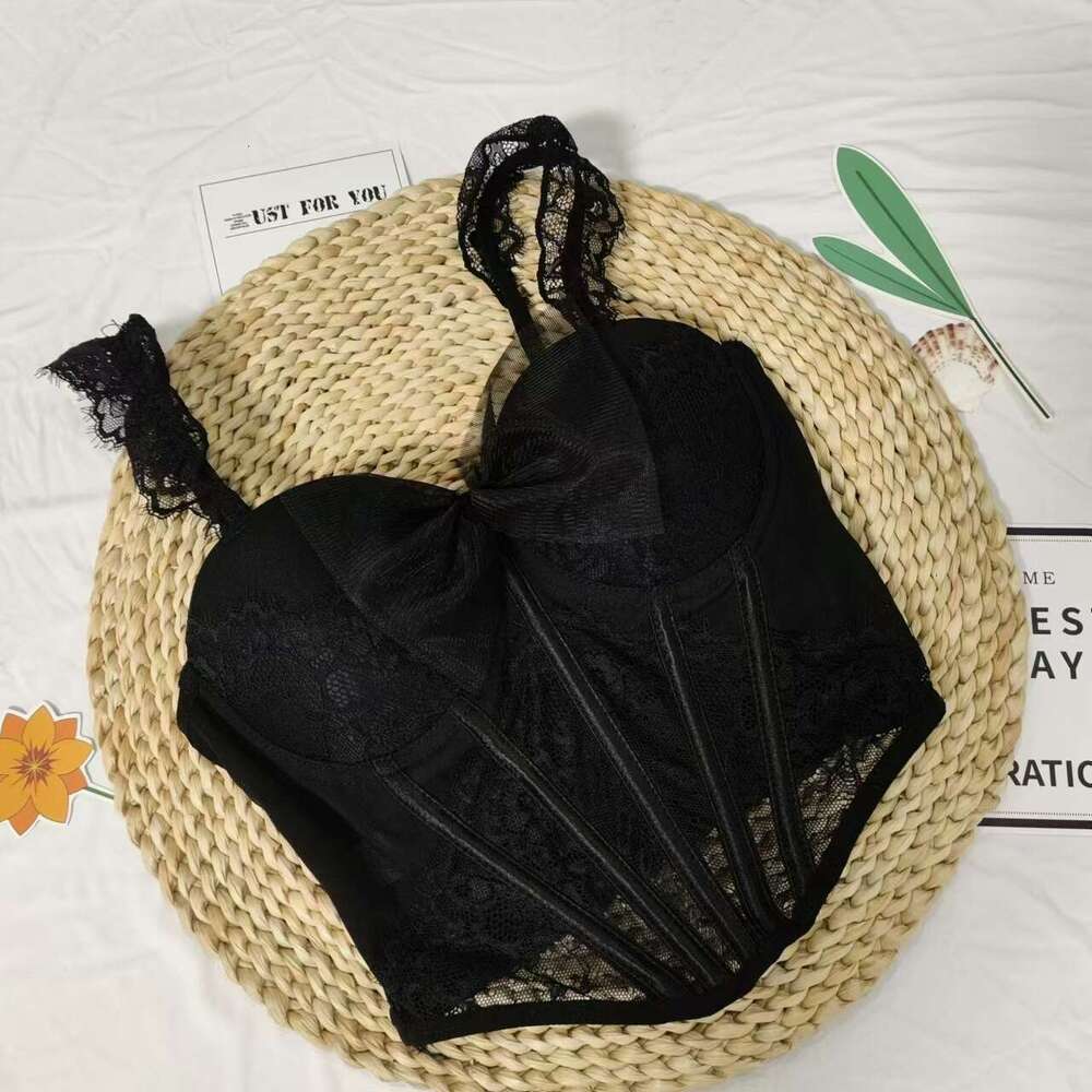 Fish bone shapewear vest women, lace bow yarn bundle waist belt, chest cushion, anti sagging suspender, lingerie for women