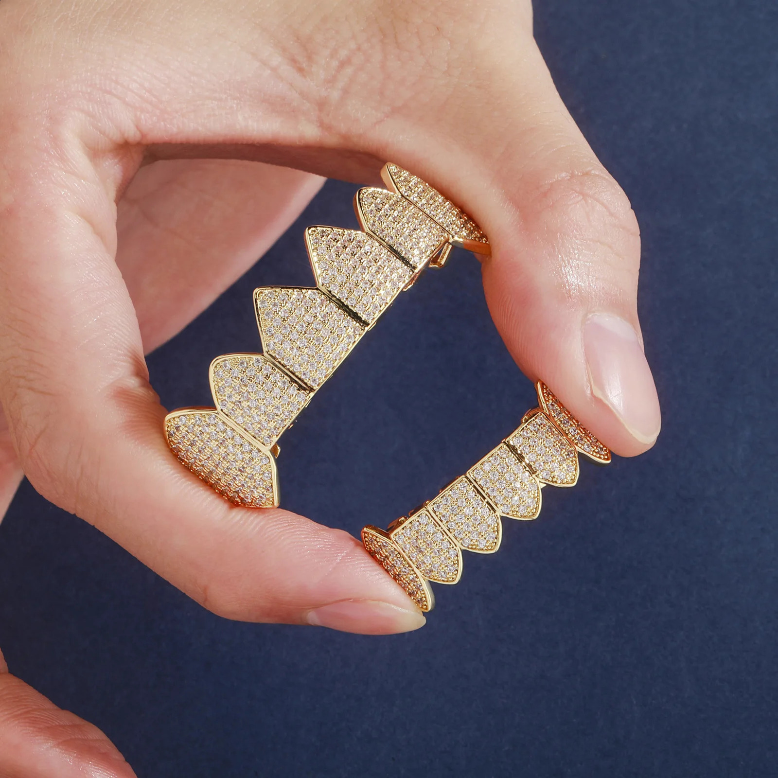 Full CZ Teeth Set For Unisex Cubic Zirconia Stone Top Bottom Teeth Grills Box Packing Hip Hop Jewelry For Men 250219