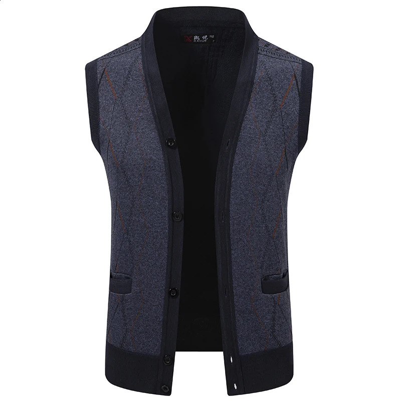 Mens Cardigan Sweater Vest with Autumn and Winter Warm Slim Knit Waistcoat For Men 250228Z