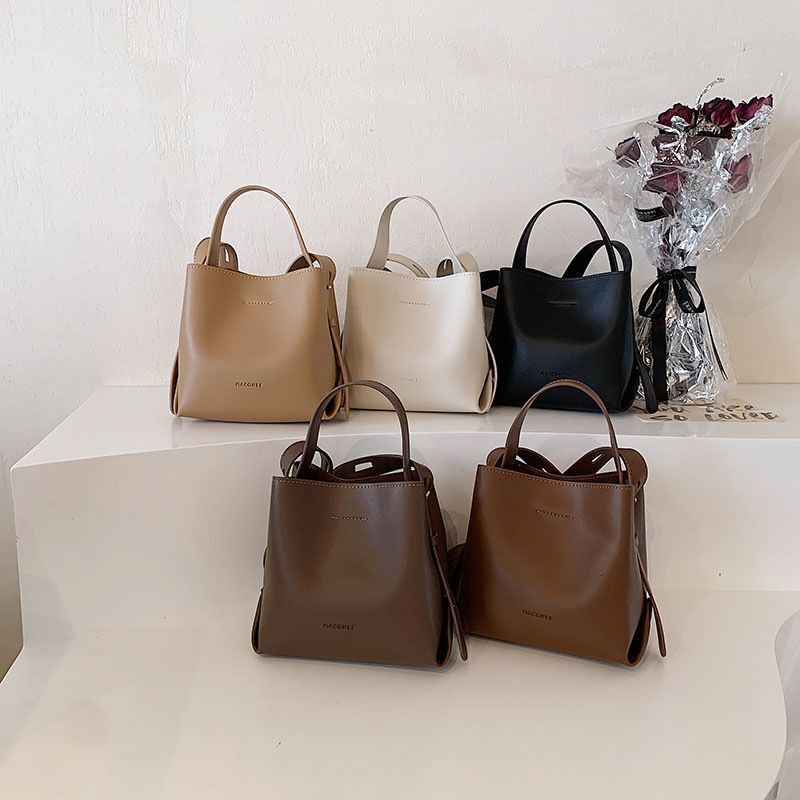 Women's Bag texture crossbody bucket bag autumn single shoulder pu commuter large capacity handbag