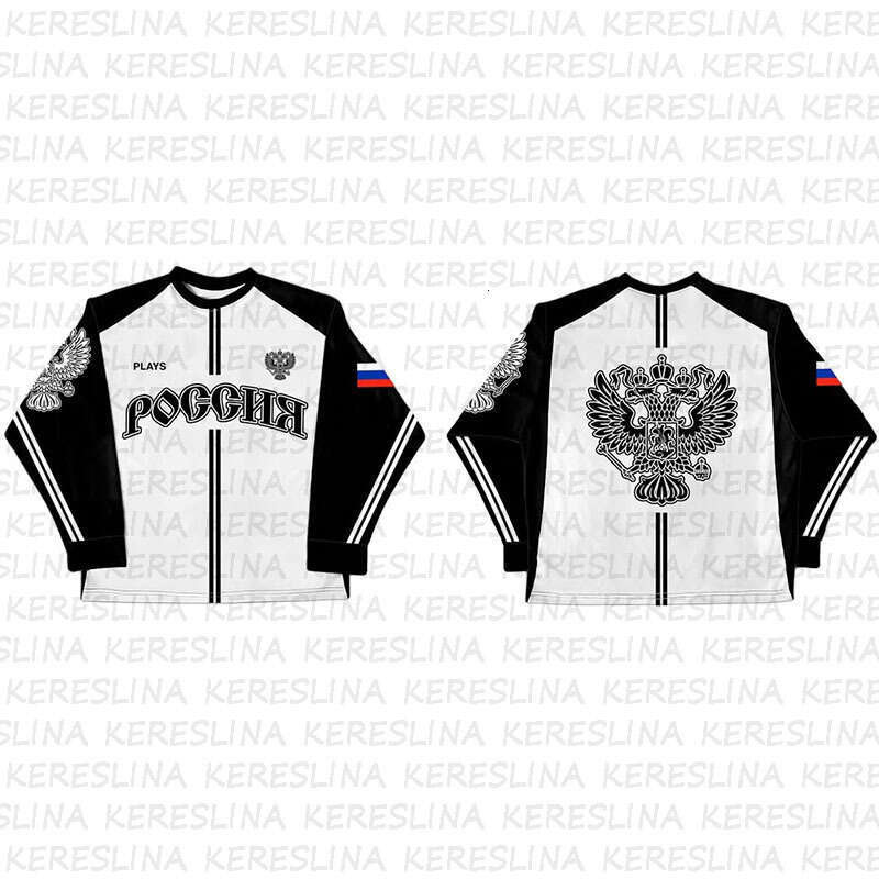 New American flag aesthetic long sleeved jersey T-shirt y2k loose sports high street round neck top