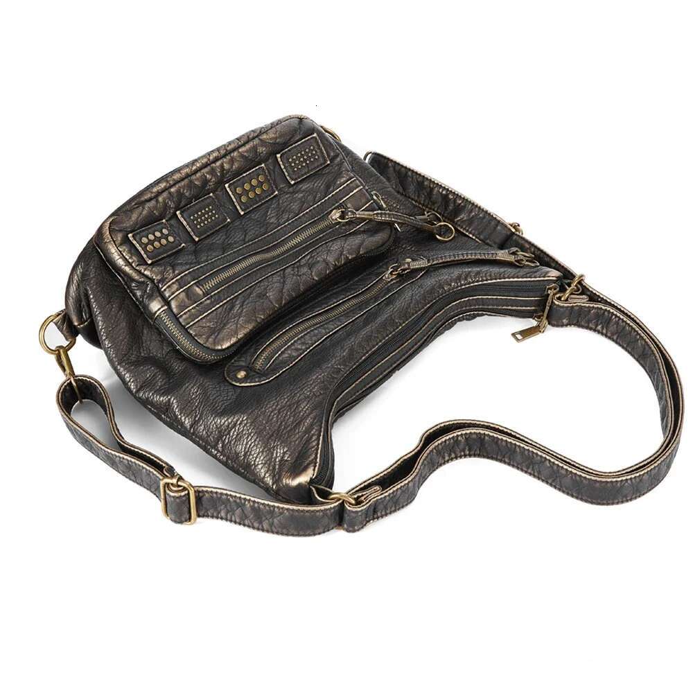 Designer Y2k Soft Shoulder Motorcycle Handbag Multi-Funtional Tote Bronze Quality Bag For Women