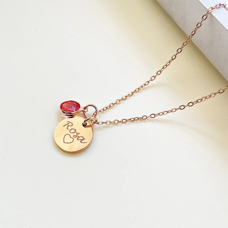 12 Brithstone Custom Name Necklace Stainless Steel Personalized Initial Date Pendant for Women Baby Children Gift Party 250117