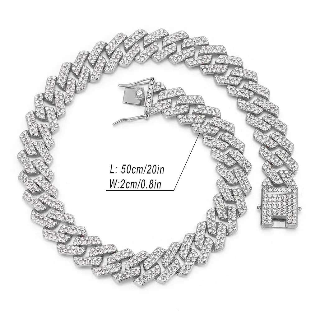 20mm Punk Hip Iced Out Miami Cuban k Chain Choker Necklace Bicolor Rhies Paved Heavy Chunky Neck Jewelry Accessory