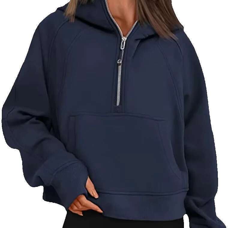 Y2k Fall Clothes 2023 Trendy Outfits Women Half Cropped Hoodies Fleece Quarter Zip Up Pullover Sweatshirts