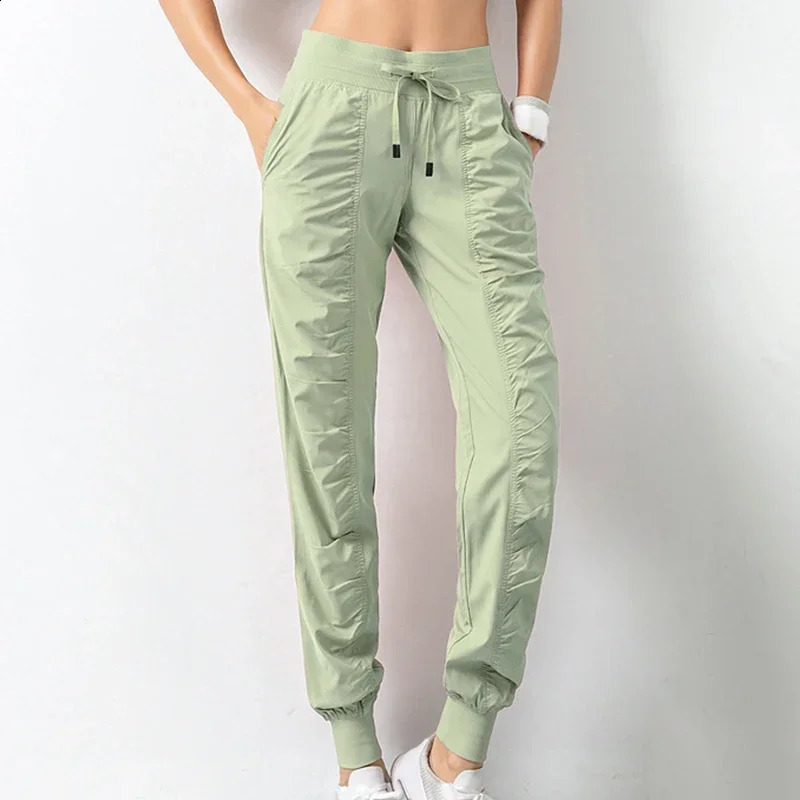 Sweatpants Fabric Drawstring Running Sport Joggers Women Quick Dry Athletic Gym Fitness with Two Side Pockets Exercise Pants 250226