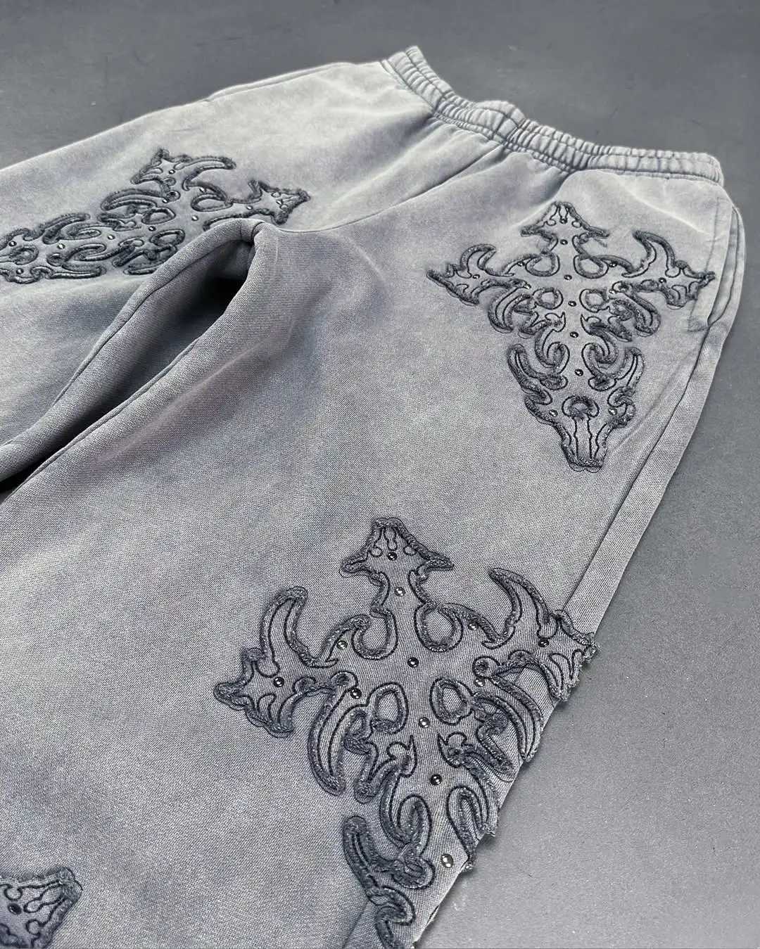 Retro Patch Embroidered Hoodie Sweatpants Two Piece Set Y2K Sportswear Mens Letter Embroidery Oversized Hoodie Casual Pants Set X250228