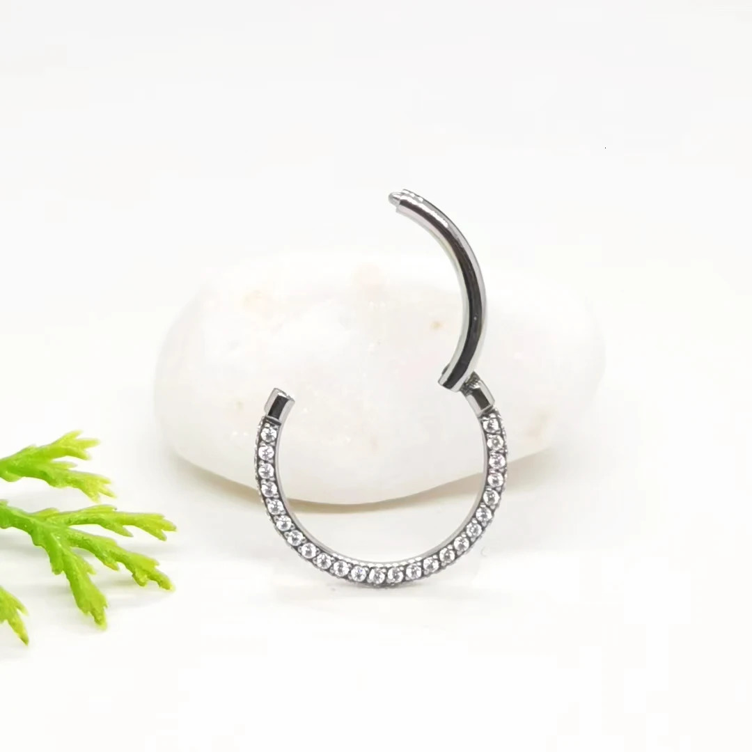 1PC ASTM F136 Piercings Hoop Earrings Nose Rings CZ Clicker Septum Tragus Cartilage Helix Ear Piercing Body Jewelry G23 250227