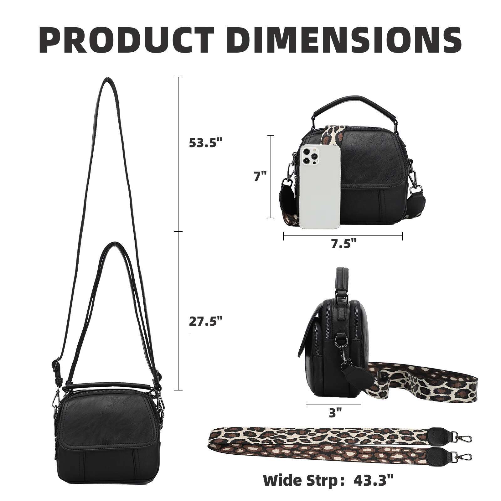 Small Bags For Women Trendy Design Crossbody Purse PU Leather Shoulder Handbags With Detachable Strap