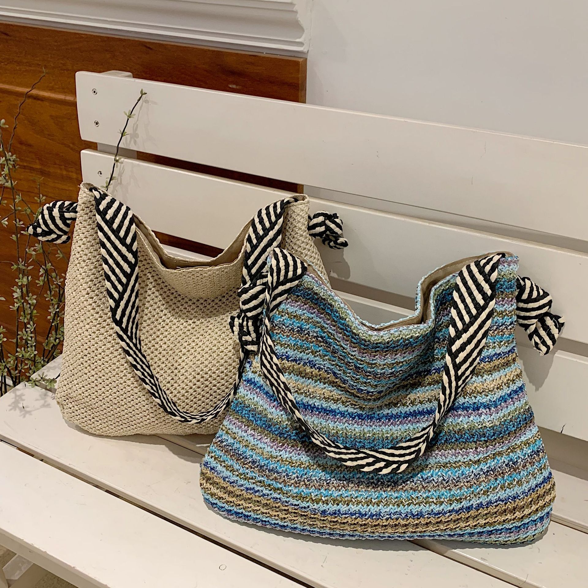 Summer woven for women 2024 new fashionable and versatile vacation beach bag, casual commuting single shoulder armpit bag #swissmilitary