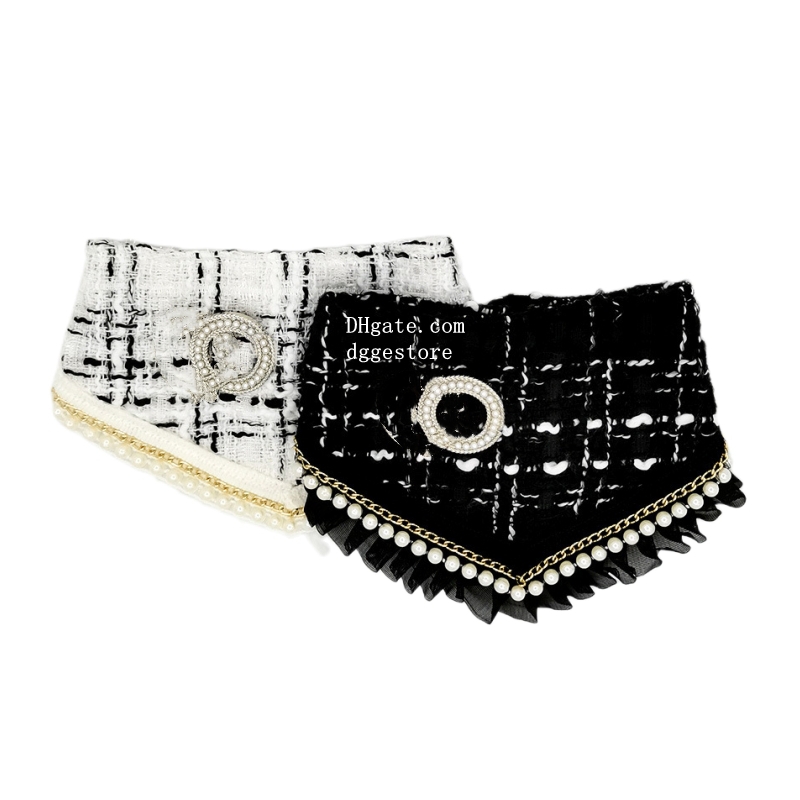 free shipping Designer Luxurious Bibs with Dual Layered Durable Fabric Washable Dog Scarf Custom Unique Shape Adjustable Button Bandanas for Small Dog