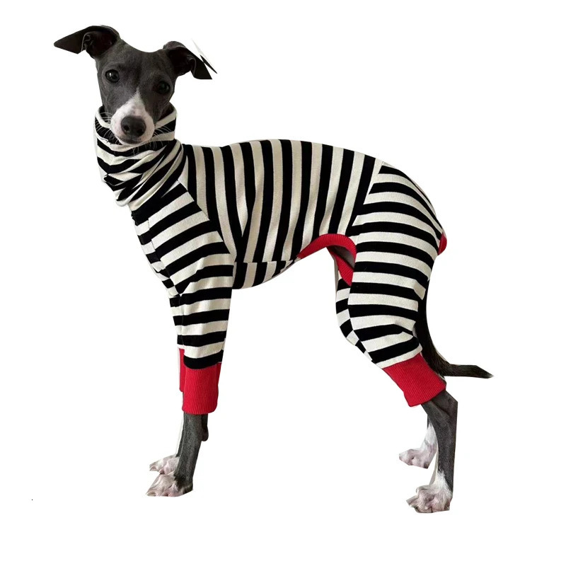 Italian greyhound striped four-legged clothing soft stretchy whippet clothing winter warm dog clothing 250226