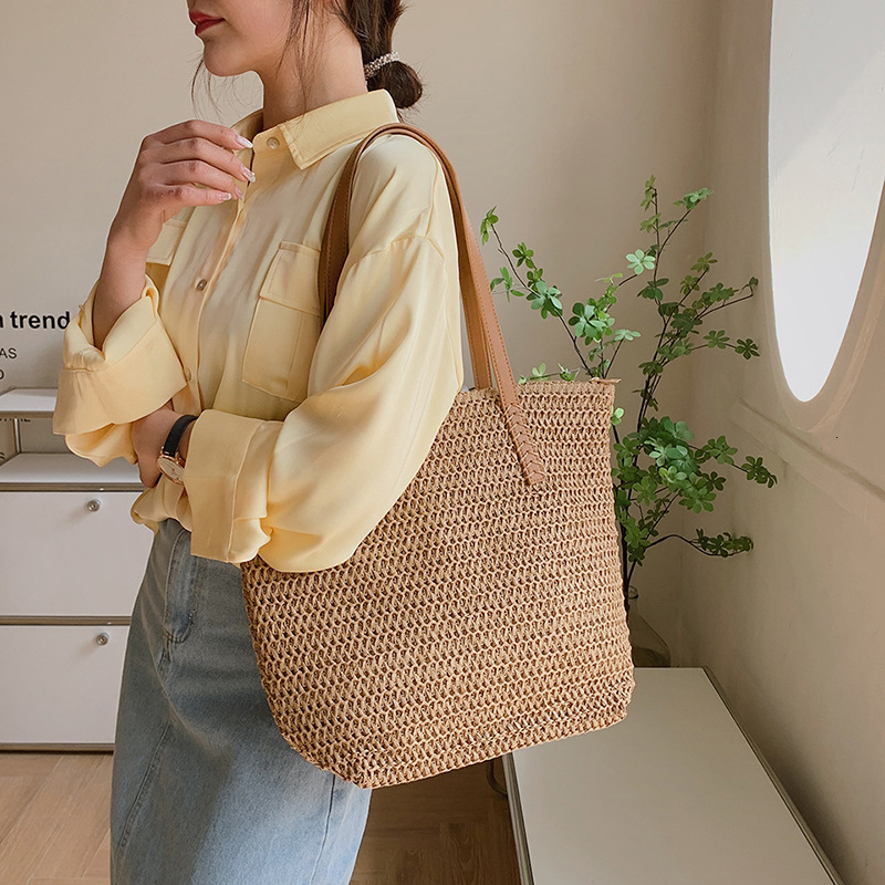 Summer Grass Beach 2025 New Woven Versatile Fashion Large Capacity Shoulder Tote Women's Bag #swissmilitary