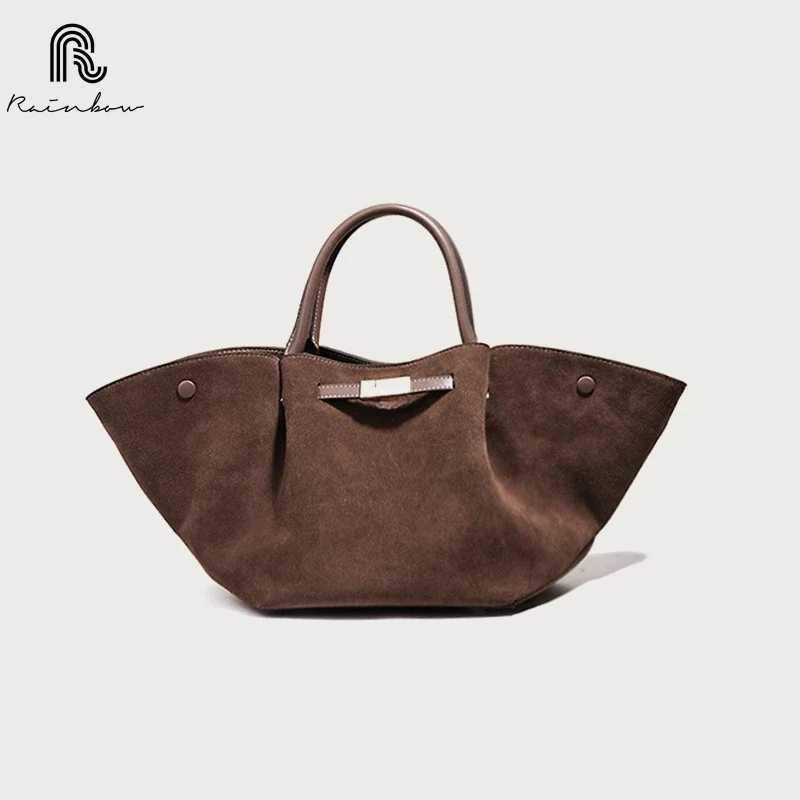 RAINBOW suede leather Large Capacity Brand Design Womens Shoulder Bag Solid High-end Shopping Fashion Ladies HandbagC250222