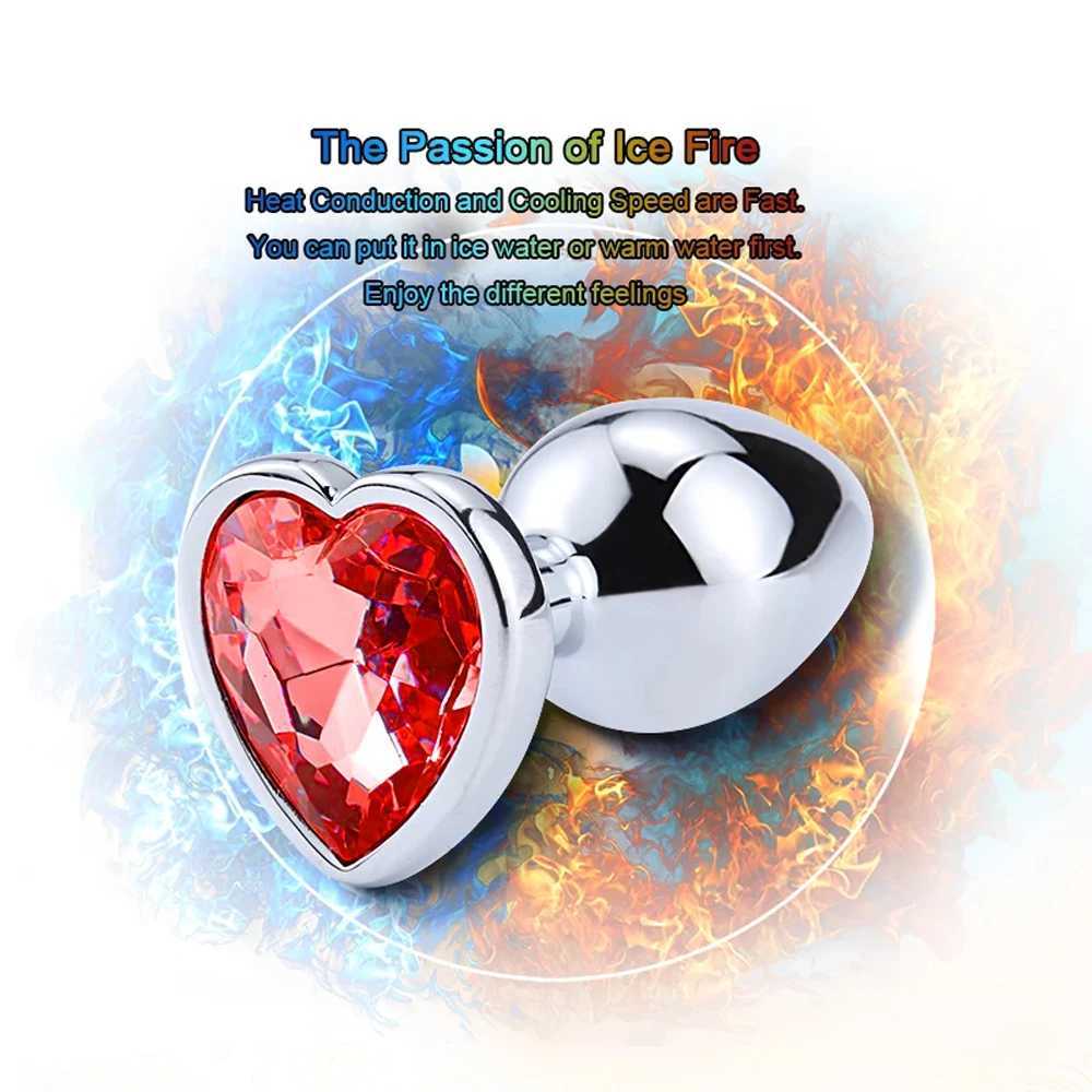 Anal Plug 3 Sizes Heart Metal Crystal Anal Plug for Women Removable Stainless Steel Butt Plug Men Stimulator Anal Sex Toys Dildo W250618