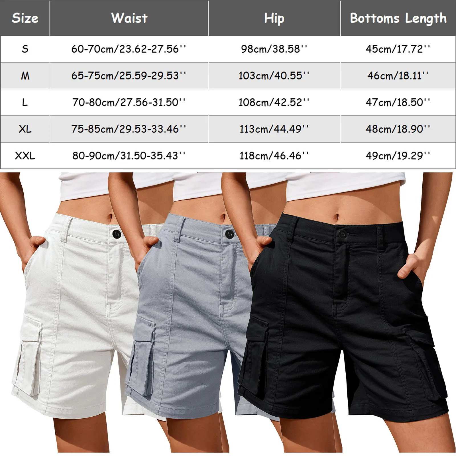 Shorts For Women Cargo Shorts Knee Length Elastic Waist Long Shorts Pants For Summer Casual American Style Streetwear 250227