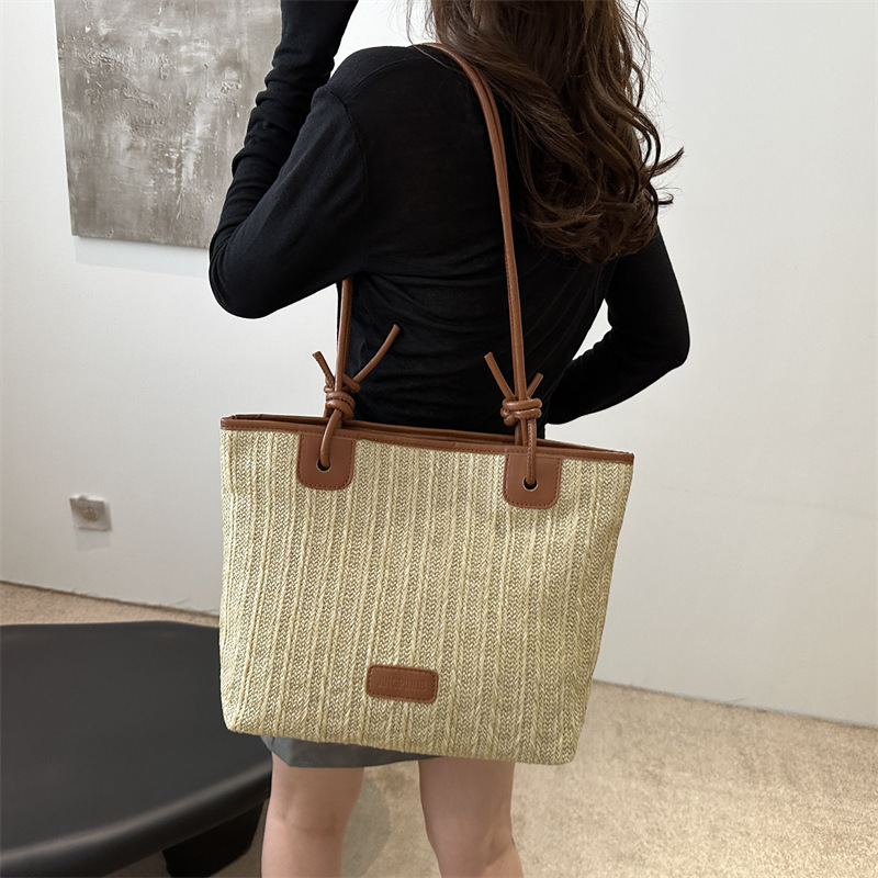 Simple One Shoulder Big Women 2025 Summer New Large Capacity Tote for Vacation and Leisure Beach Bag #swissmilitary