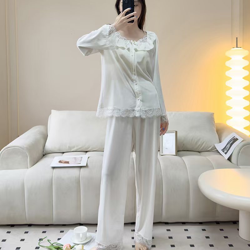 X303 Yarn Autumn and Winter Pajamas Women Retro Elegant Home Clothes Ladies New Fashion Pajamas