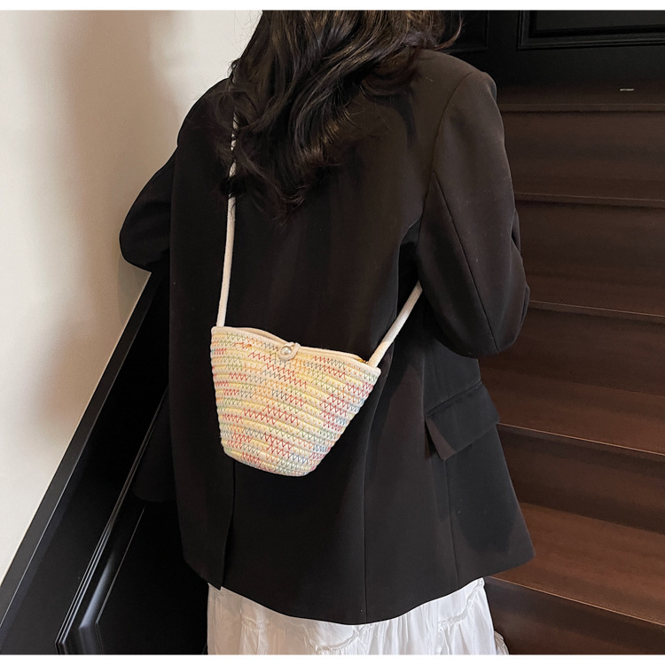 New handbag women's summer handmade woven straw small fresh handbag, casual shoulder bag, vacation crossbody bag #swissmilitary