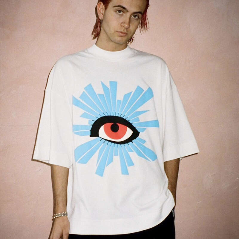 Small and trendy House of Errors Truth Eye Foam Printed Vibe Feng Shui Washed Old Short sleeved T-shirt