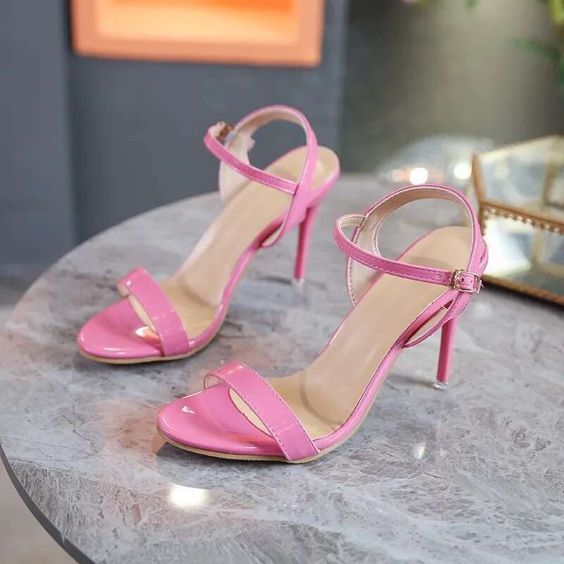 Thin Women's Sexy 2025 Summer High Heels Fashion Open Toe Sandals Buckle Party Wedding Shoes Large Size 45