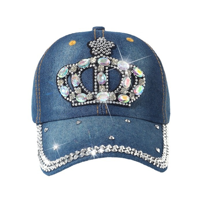 Japan and South Korea with diamonds baseball cap casual wild inlaid diamond duck tongue cap BOSS letters crown decoration cowboy sun hat sub
