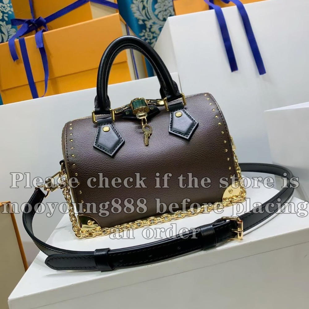 12A Upgrade Mirror Quality Designer Trunk Bags Luxury Handbags for Women Top Handle Bag 20.5cm Crossbody Purse Brown Shoulder Bag Strap with Box