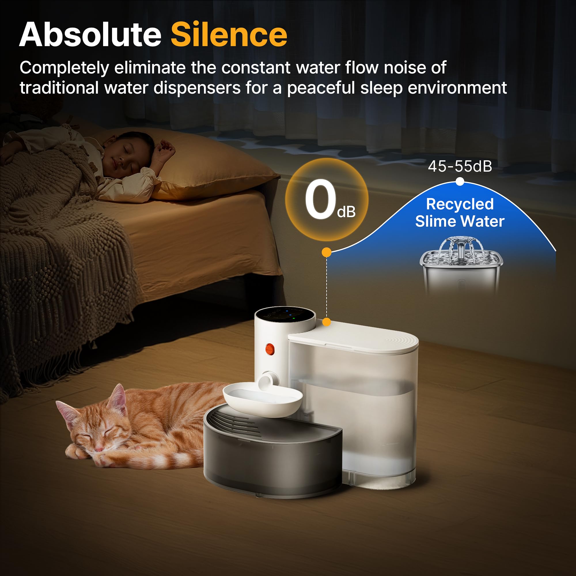 Self-Cleaning Smart WiFi Enabled Pet Water Bowl Modern Design with UV Sterilization Feature