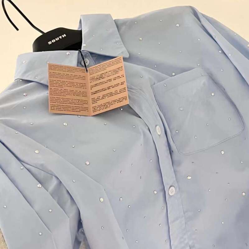 Dia Studded Starry Sky Shirt With Polo Collar, Long Sleeved New Style, Simple And Niche, Few Outerwear Tops