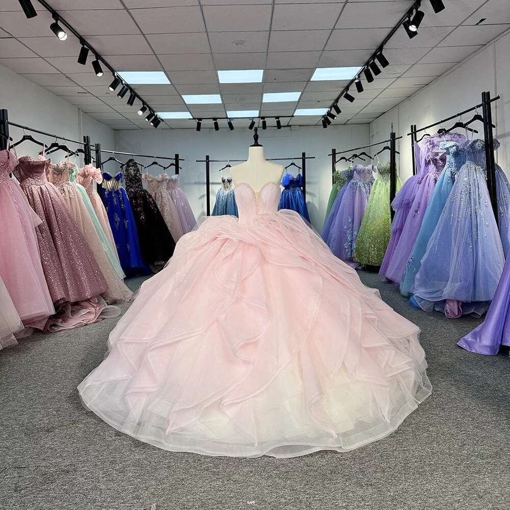 Bright pink quinceanera dress, strapless, party, lace, sleeveless, sweet 16, princess, zipper, 15 years, customized, dy1310