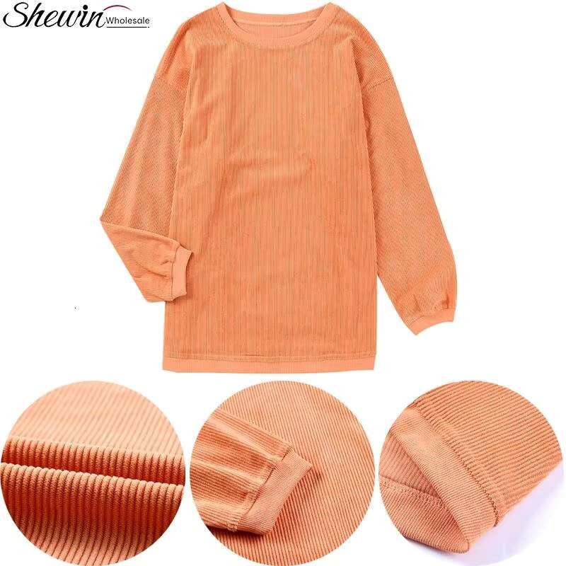 Wholesale Fall Printed Vintage 2025 Custom Blank Corduroy Pullover Corded Crewneck Sweatshirt For Women