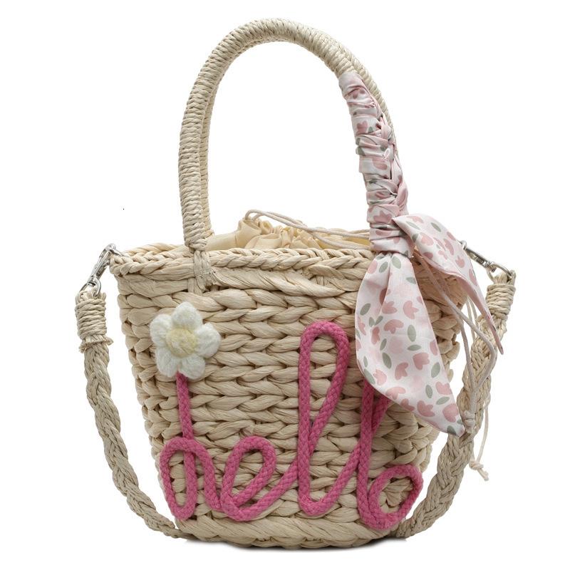 Handheld straw bucket for women 2025 new summer fashion woven single shoulder crossbody bag, vacation beach bag #swissmilitary