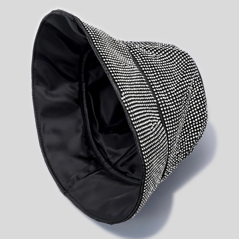 Full Rhinestone Bucket Hat Women Personality Party Shiny Fisherman Hat Men er Outdoor Flat Top Sun Hat Panama 250227