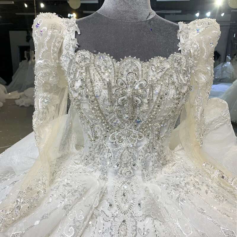 Custom organza ball gown square neck dress for wedding lace sequins mn133 novia dresses