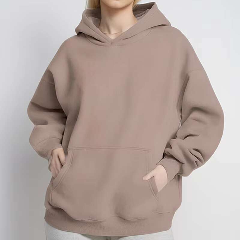 New Fashion Solid Color Loose Casual Temperament Long-Sleeved Hoodie Woman Hoodies Sweatshirts Pullover Pock
