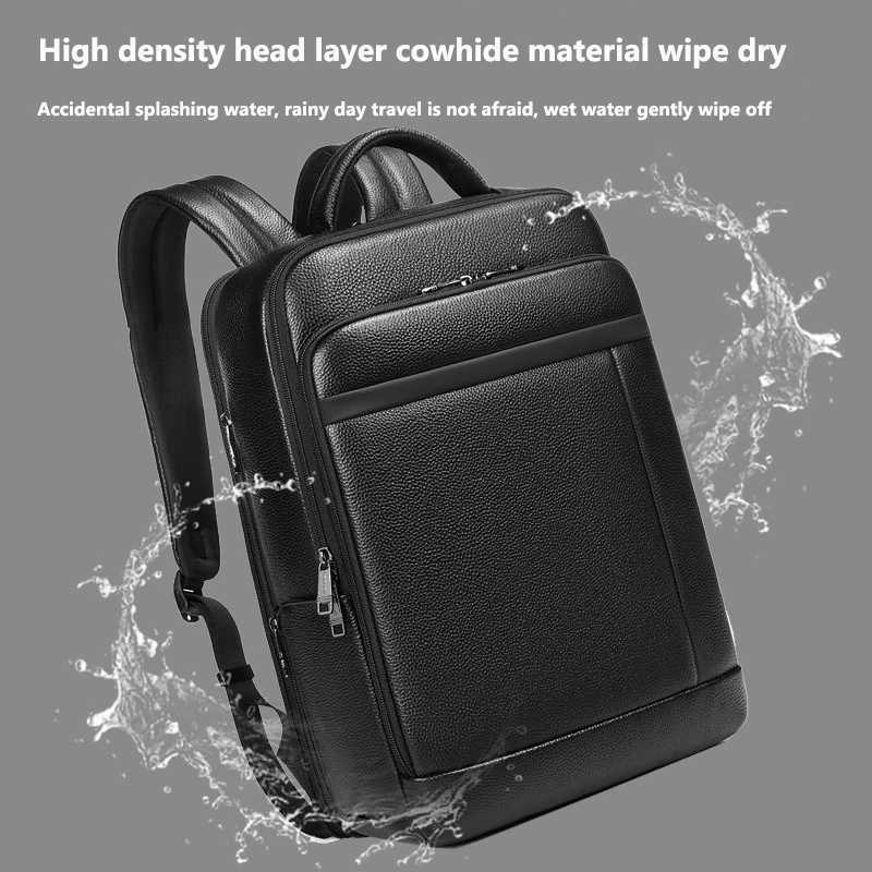 Leather Backpack Mens Laptop Bag Fashion Backpack Business Leisure Travel Cycling Bag Document Single-shoulder Briefcase Z250224