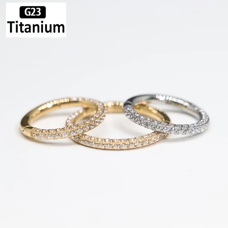 1PC ASTM F136 Piercings Hoop Earrings Nose Rings CZ Clicker Septum Tragus Cartilage Helix Ear Piercing Body Jewelry G23 250227