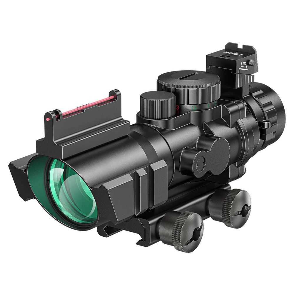 4x32 Tactical Riflescope with Fiber Optic Sight RGB Illuminated Reticle Prism Scope Hunting Gun Scopes with 20 mm Picatinny Rail X250228