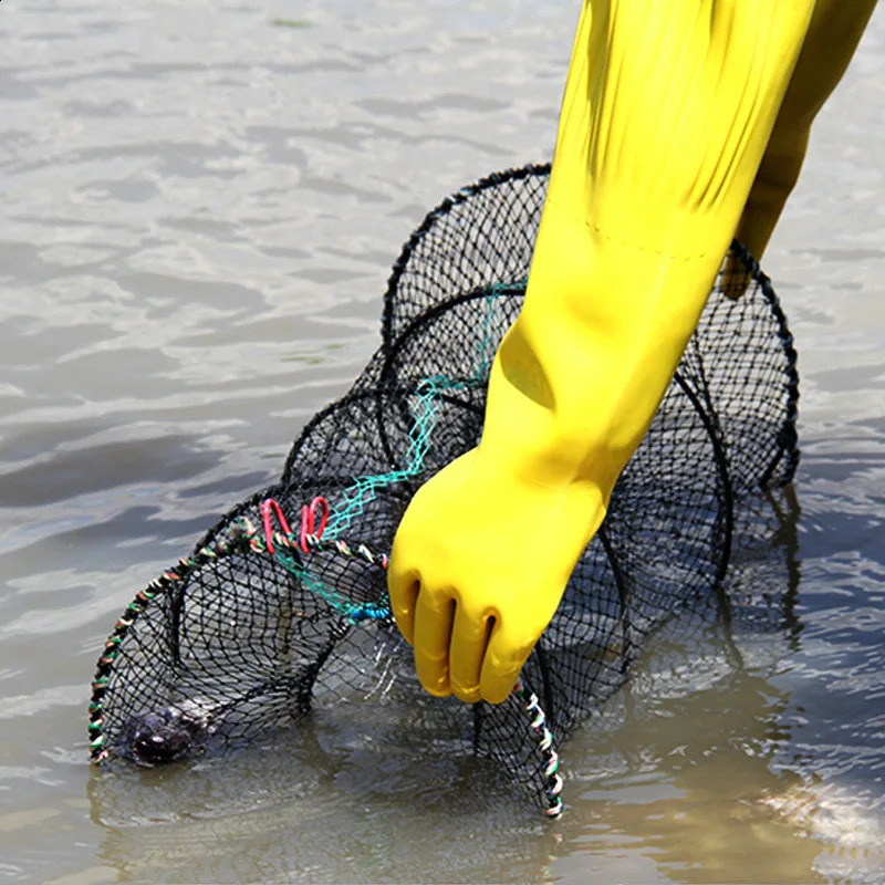 40*80CM Telescopic Foldable Crayfish Crab Fish Trap Net Shrimp Lobster Cage Collapsible Portable Fishing Folding Catchers Creel 250228