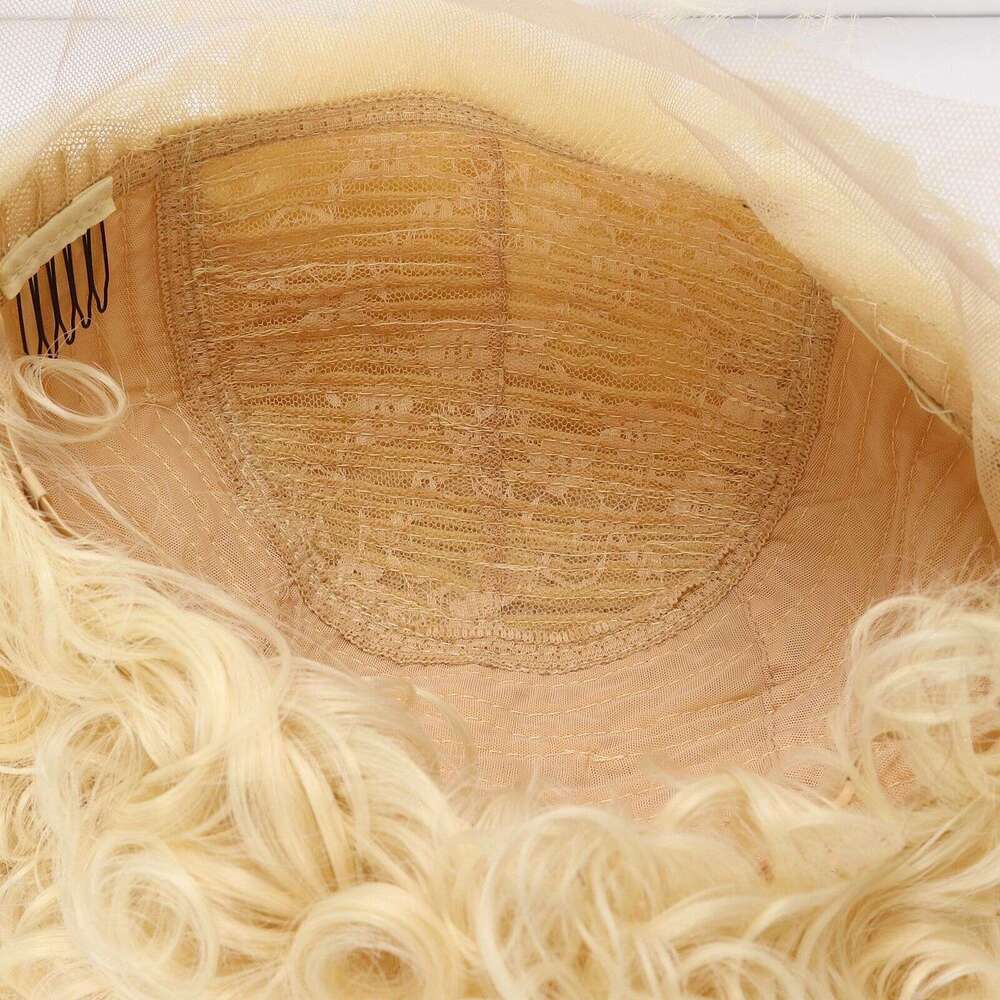 HD Front Lace Wig Lace Women S Golden Elf Wig E Wigs Short Curly Hair Synthetic Headband