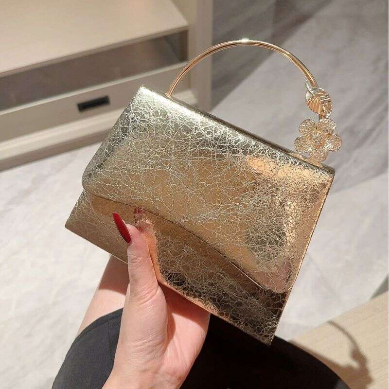 Women's Bags New Bright Leather Flap Dinner Banquet Gold Bracelet, Handbag, Evening Dress Bag, Party Bag