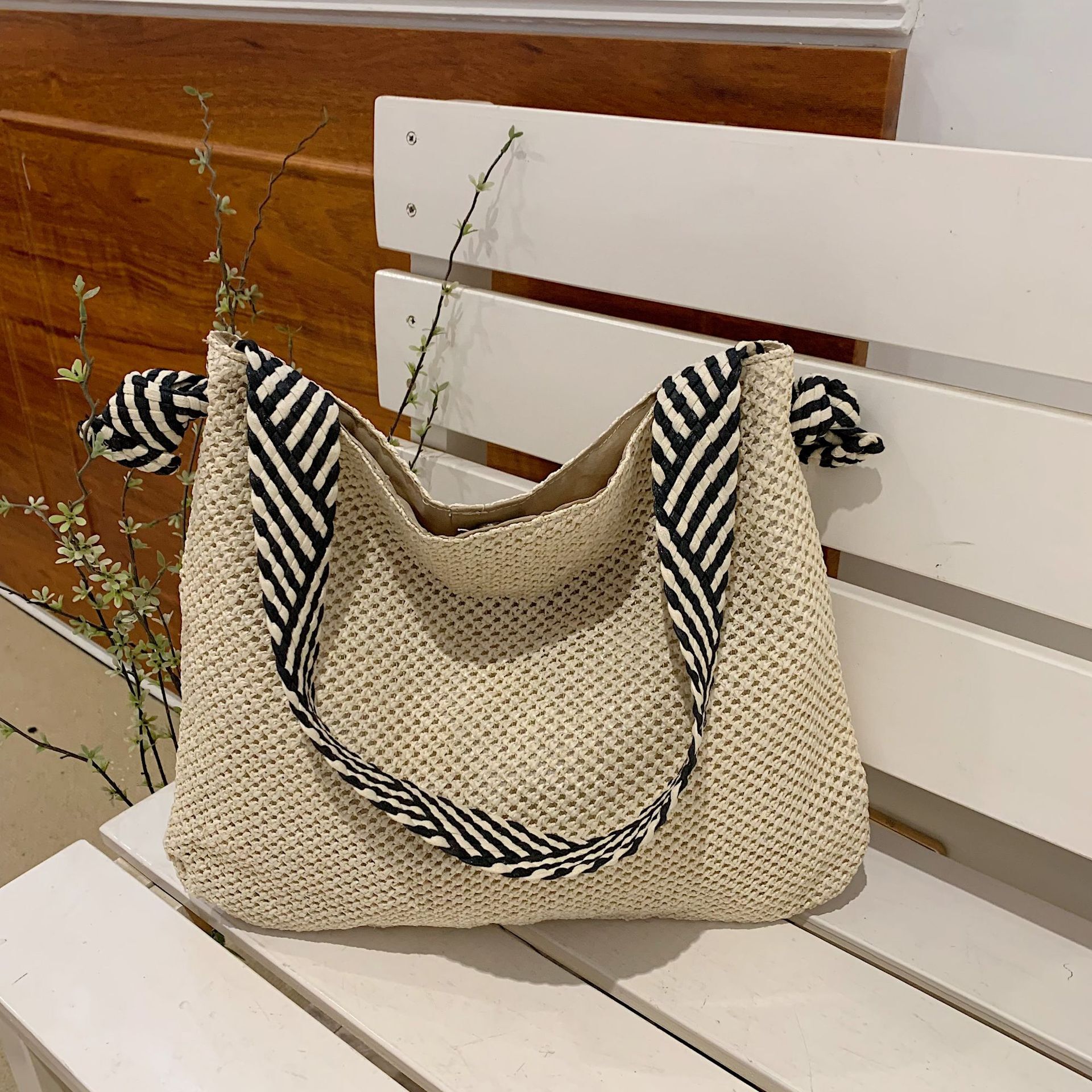 Summer woven for women 2024 new fashionable and versatile vacation beach bag, casual commuting single shoulder armpit bag #swissmilitary