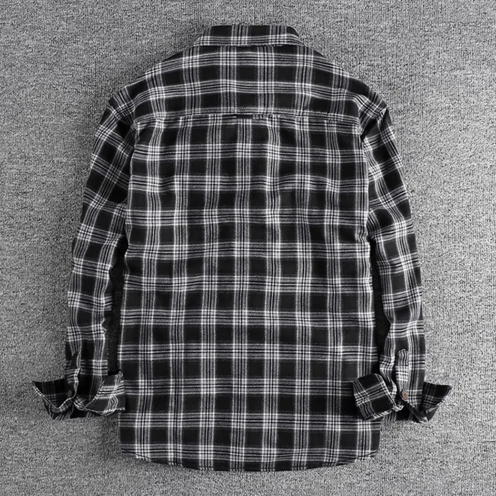Retro Plaid Shirt Mens Autumn Style Leisure Allmatch Youth Jacket 250226
