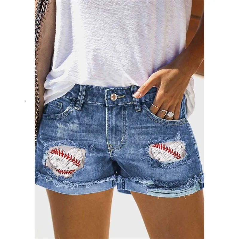 Fashion Broken Holes Splicing Cloth Denim Shorts Women Folded Legs Three Quarter Pants Female Casual Trend Streetwear Mini Jeans 250227